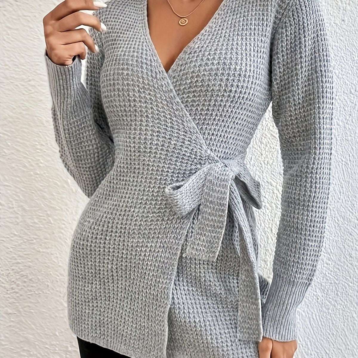 All - match Commute Knitted Lace - up Sweater - Elevra