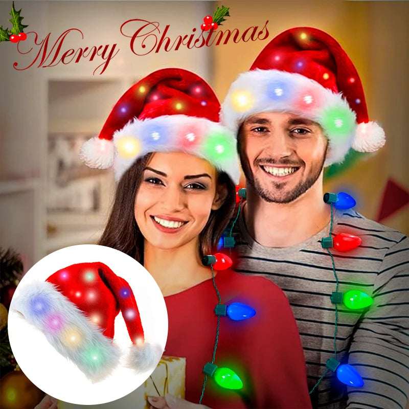 Christmas Hat LED Light Plush - Festive Holiday Fun - Elevra