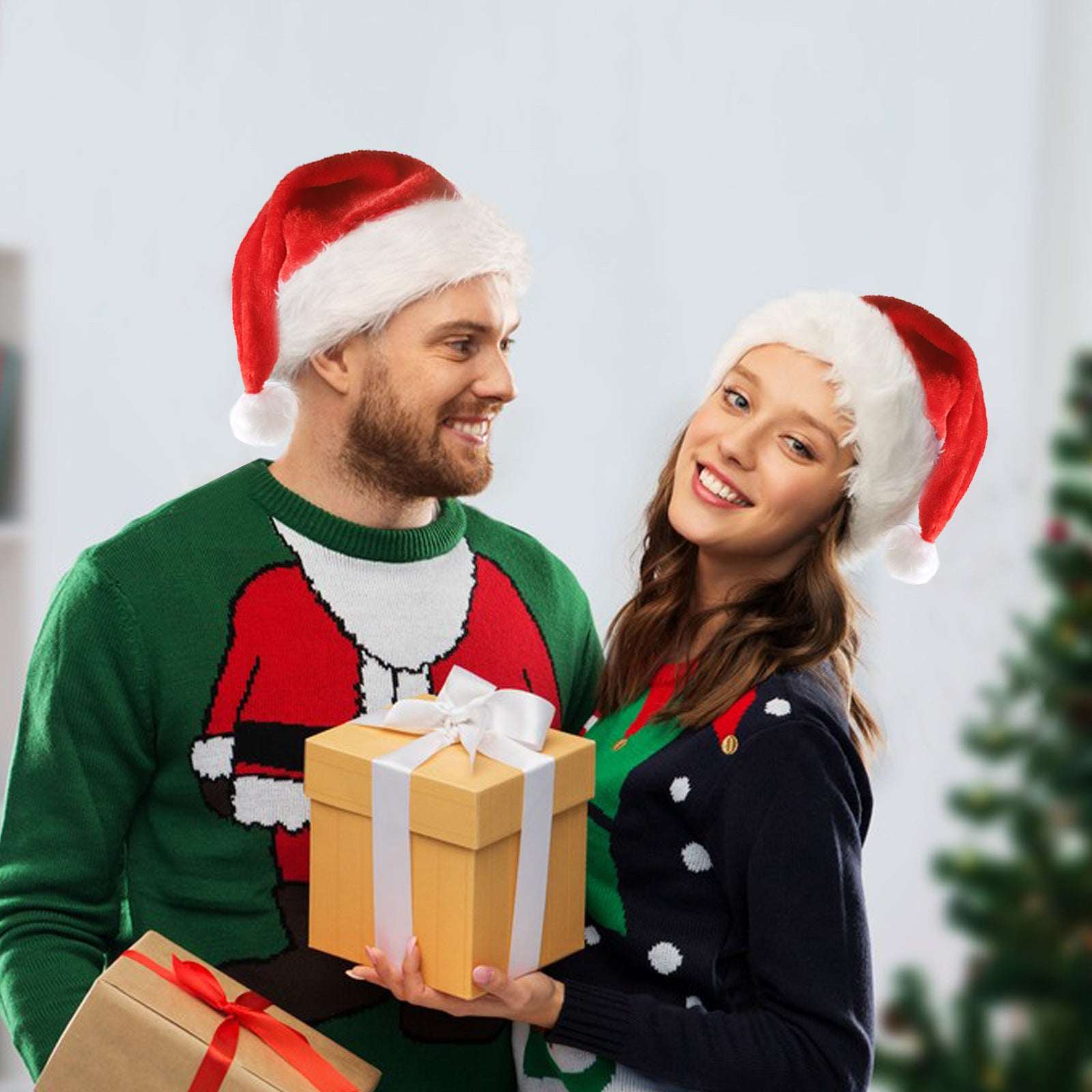 Christmas Hat LED Light Plush - Festive Holiday Fun - Elevra