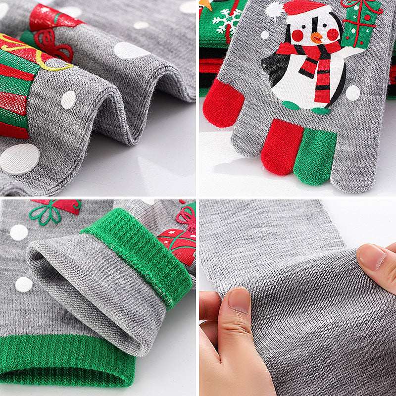 Cute Christmas Five - finger Socks Winter Elastic Sweat - absorbent Split - toe Socks For Women - Elevra