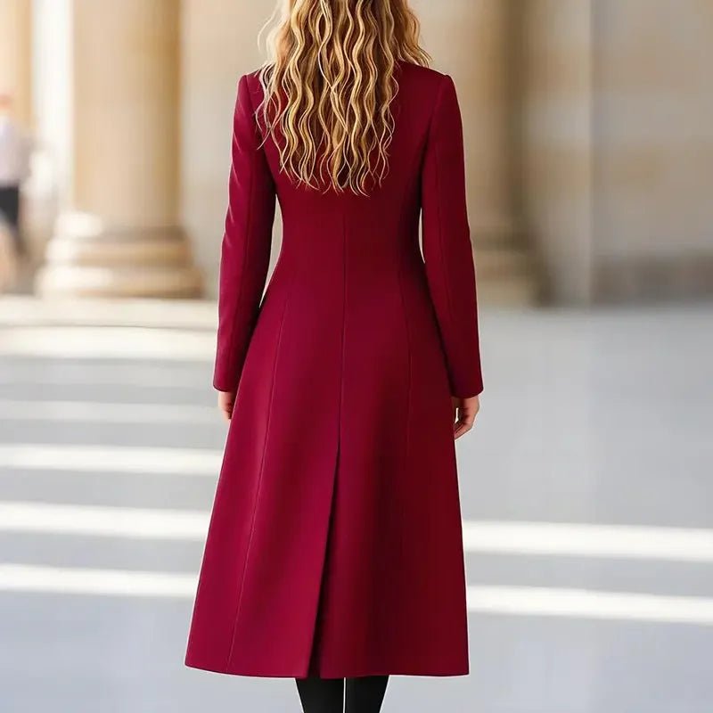 Double Breasted Long Women's Coat Fashion Reversible Woolen Jacket - Elevra