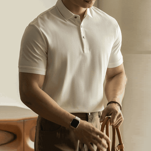 Long - staple Cotton Polo Shirt Short Sleeve Lapel T-shirt - Elevra