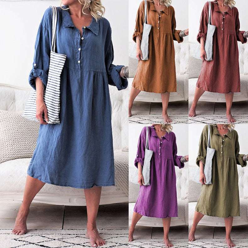 Loose button midi dress - Elevra