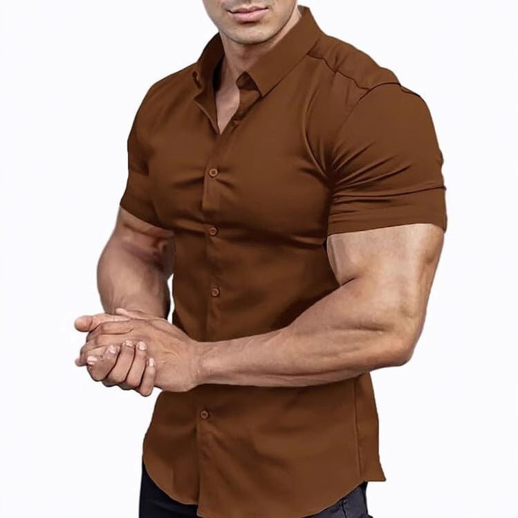Men's Collar Casual Thin Short Sleeve Shirt - Elevra