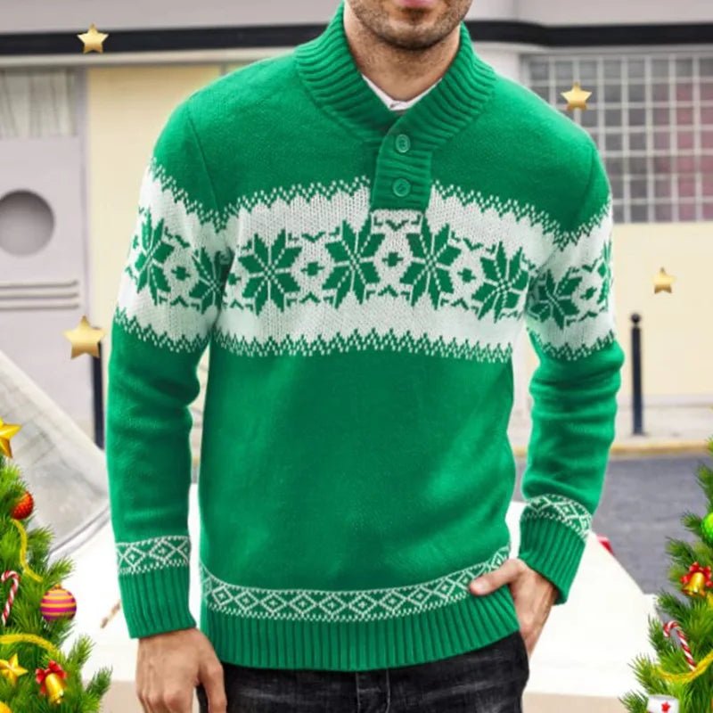 Men's New Pullover Sweater Autumn And Winter Long Sleeved Christmas Casual Fashion Jacquard Knitted Sweater Clothing For Men - Elevra