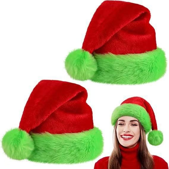 Plush Santa Hats Velvet Christmas Hat - Festive Party Wear - Elevra