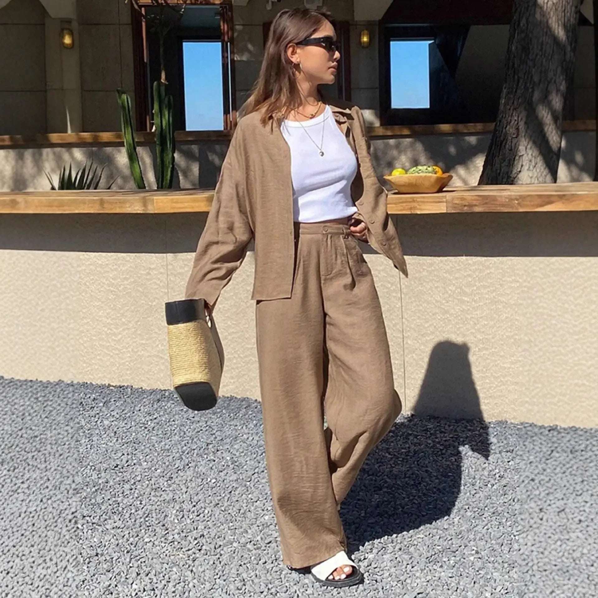 Women's Button Fashion Casual Two - piece Suit - Elevra
