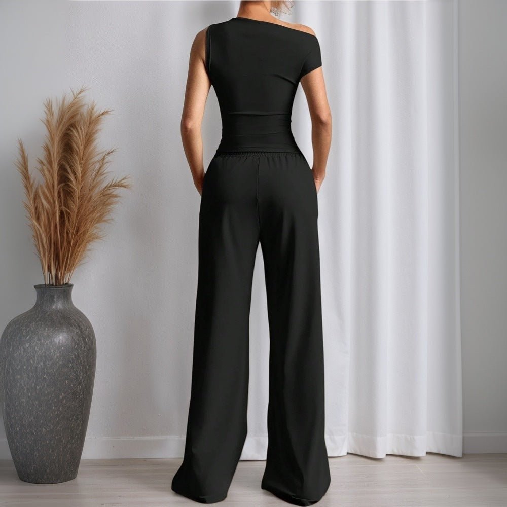 Women's Solid Color Sleeveless Vest Pants Fashion Suit - Elevra