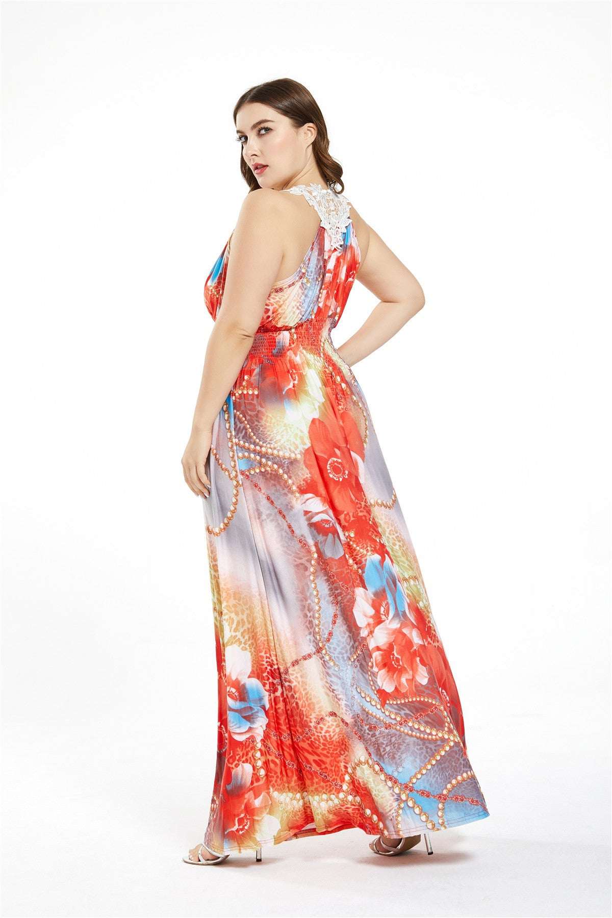 Bohemian Holiday Dress Ice Soft Silk V - neck Maxi Skirt - Elevra