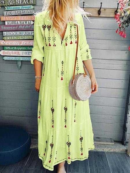 Bohemian Print Floral Patchwork Maxi Skirt - Elevra