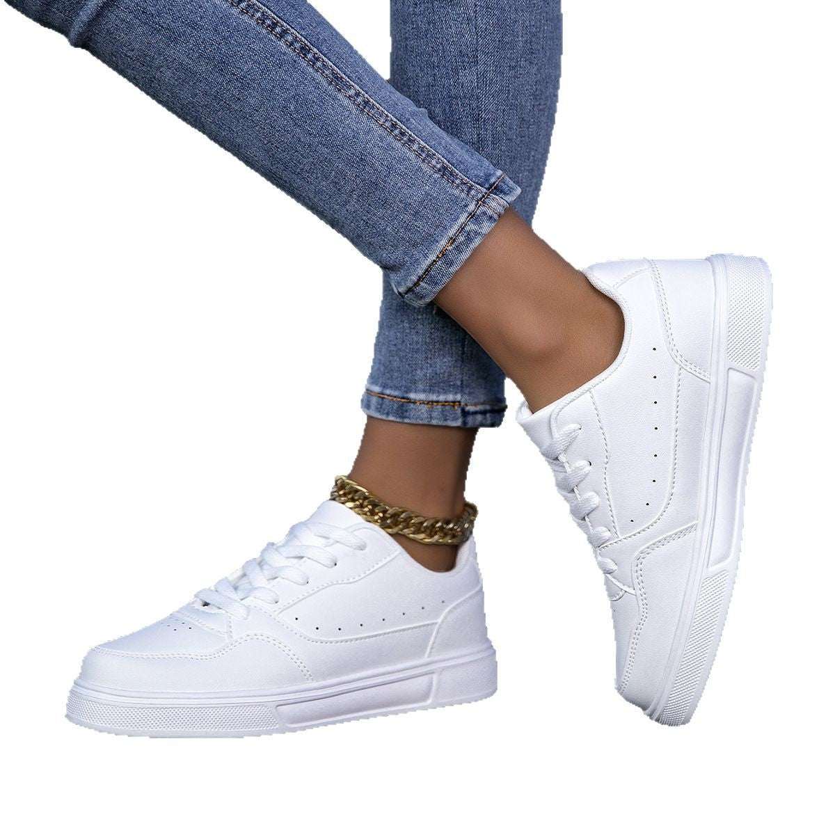 Breathable White Korean Casual Sneaker Breathable - Elevra