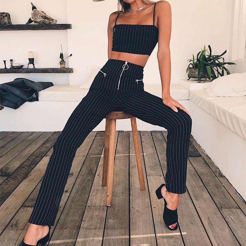 BUSINESS WOMAN 2 PIECE PLAID SET - Elevra