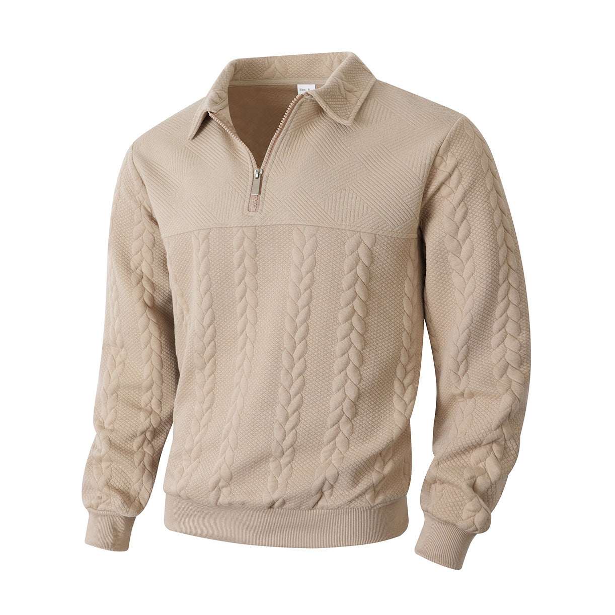 Casual Jacquard Patchwork Half - zip Polo Shirt With A Lapel Collar - Elevra
