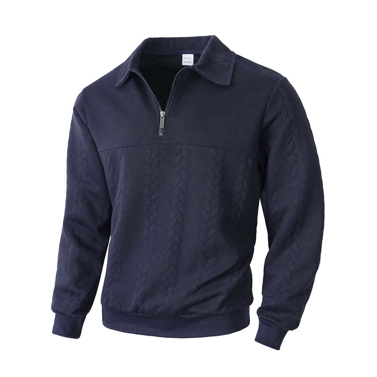 Casual Jacquard Patchwork Half - zip Polo Shirt With A Lapel Collar - Elevra