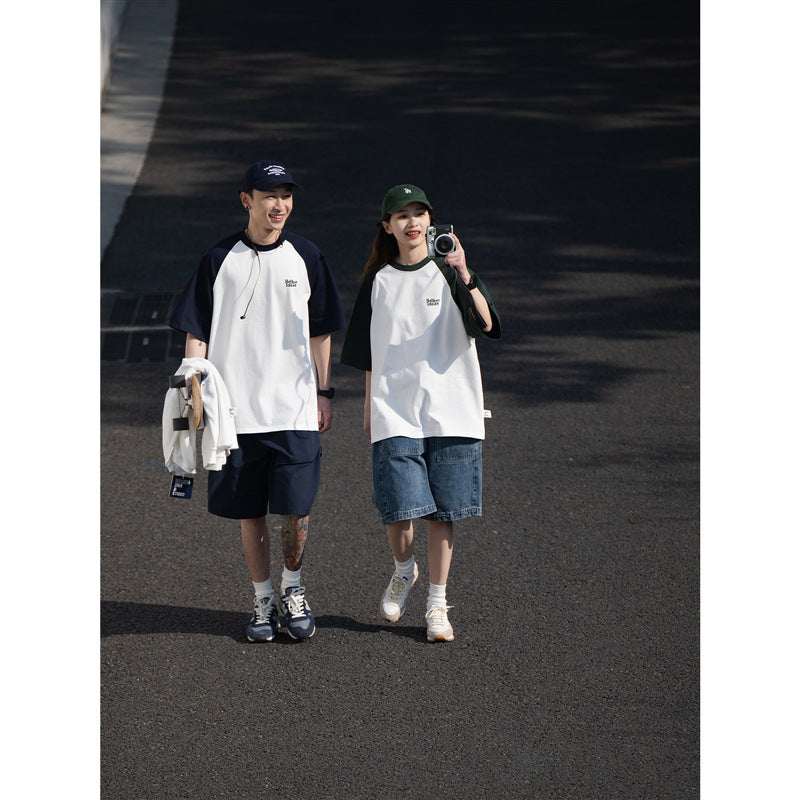Casual Japanese Junior Raglan Sleeve T-shirt Bottoming Shirt For Men - Elevra