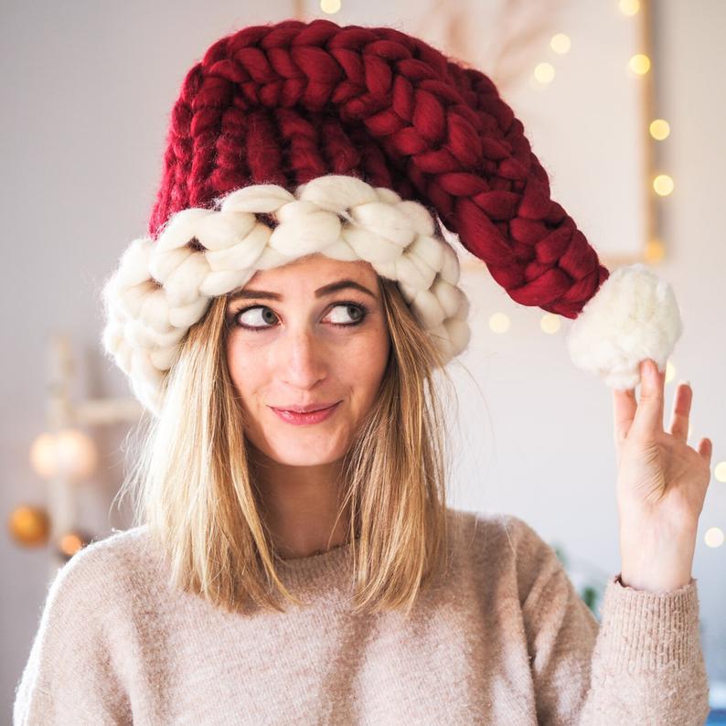 Christmas Plush Hat With Pompom - Cute Winter Hat - Elevra