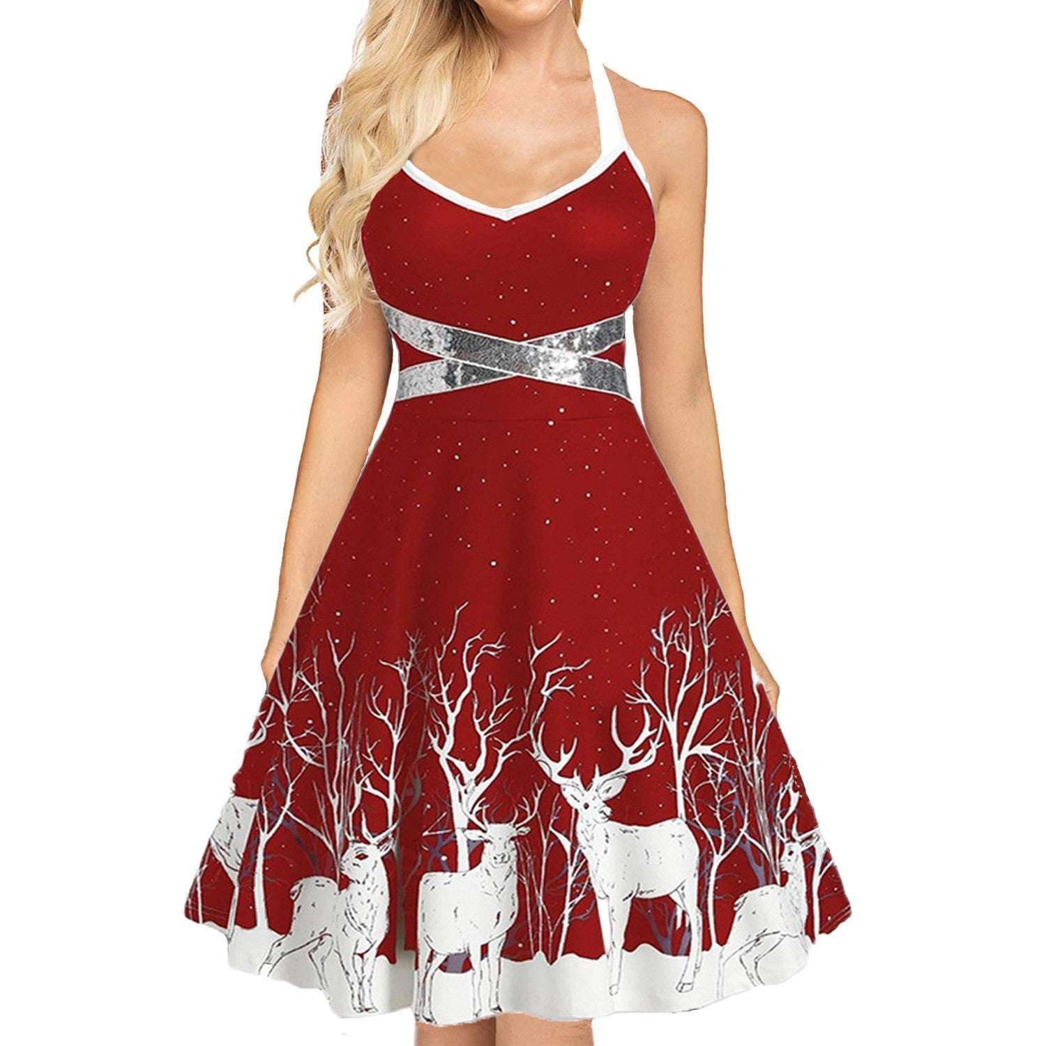 Christmas Sexy Suspenders Lace - up Dress - Elevra
