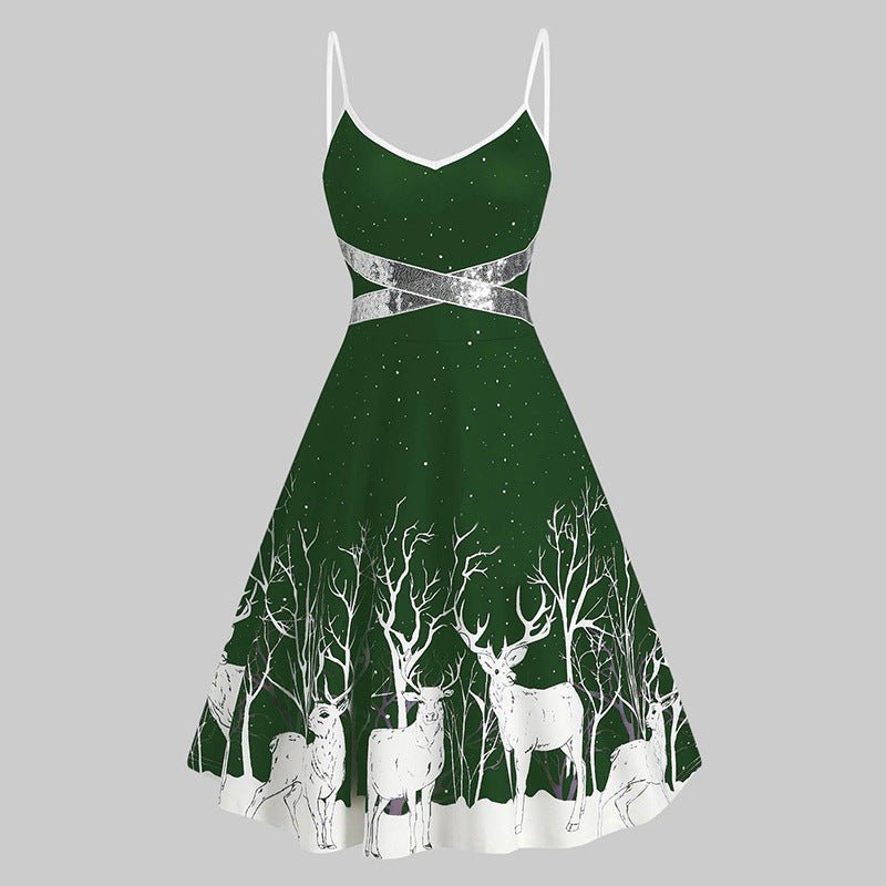 Christmas Sexy Suspenders Lace - up Dress - Elevra