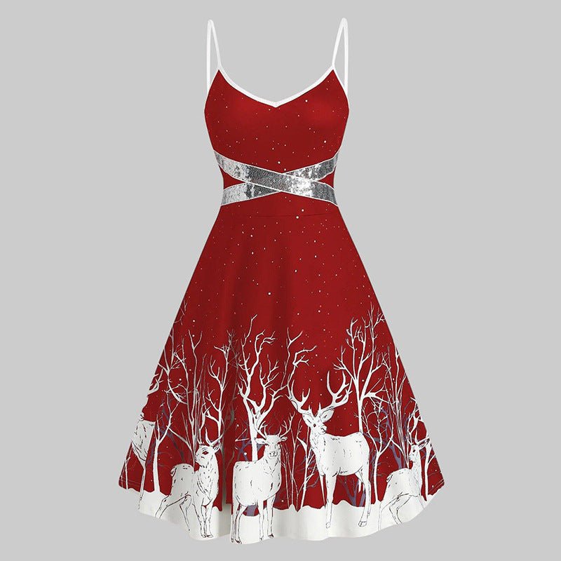 Christmas Sexy Suspenders Lace - up Dress - Elevra