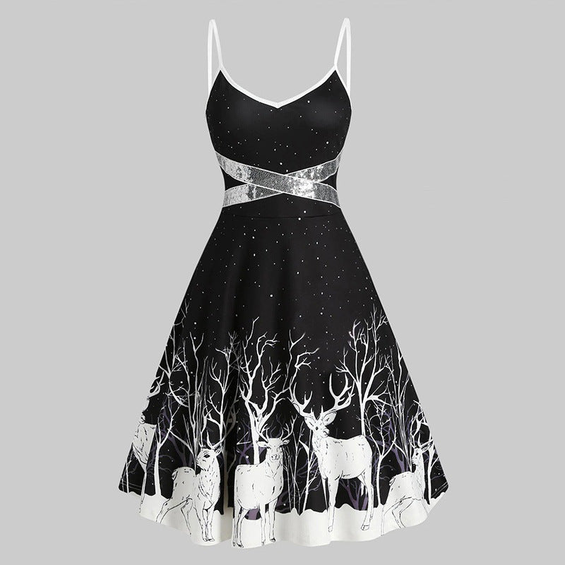 Christmas Sexy Suspenders Lace - up Dress - Elevra