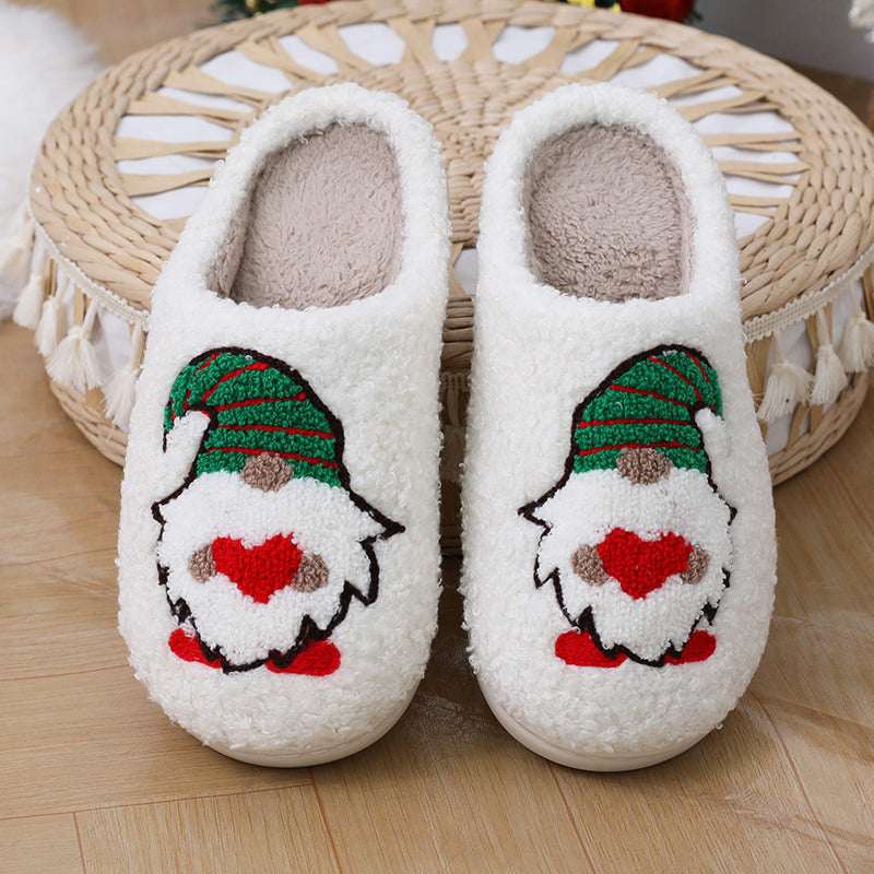 Cute Cartoon Santa Claus Home Slippers Couple Indoor Floor Bedroom Slipper Christmas Warm Shoes Women Men - Elevra