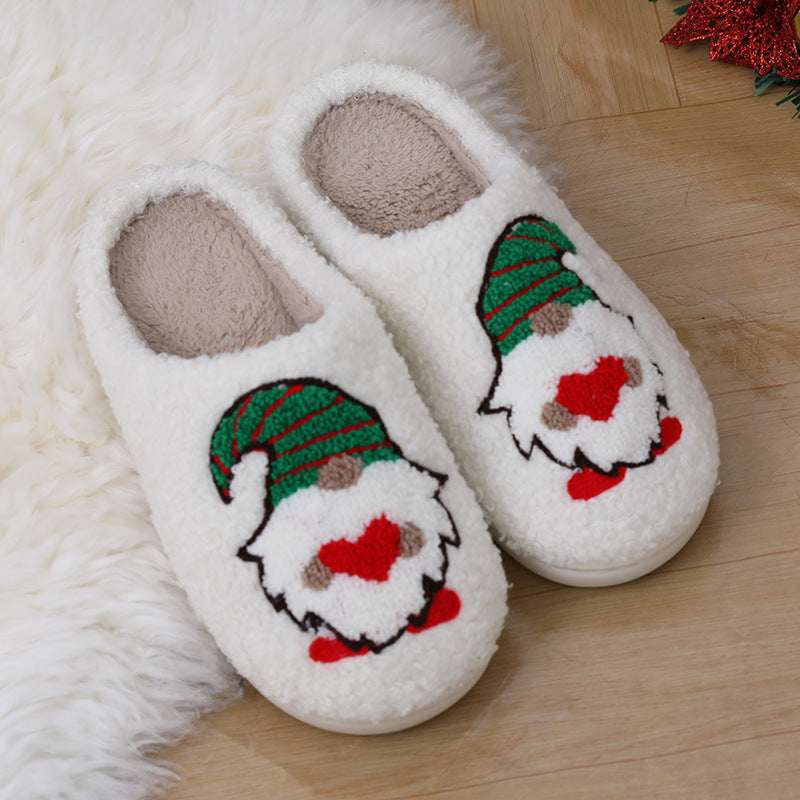 Cute Cartoon Santa Claus Home Slippers Couple Indoor Floor Bedroom Slipper Christmas Warm Shoes Women Men - Elevra