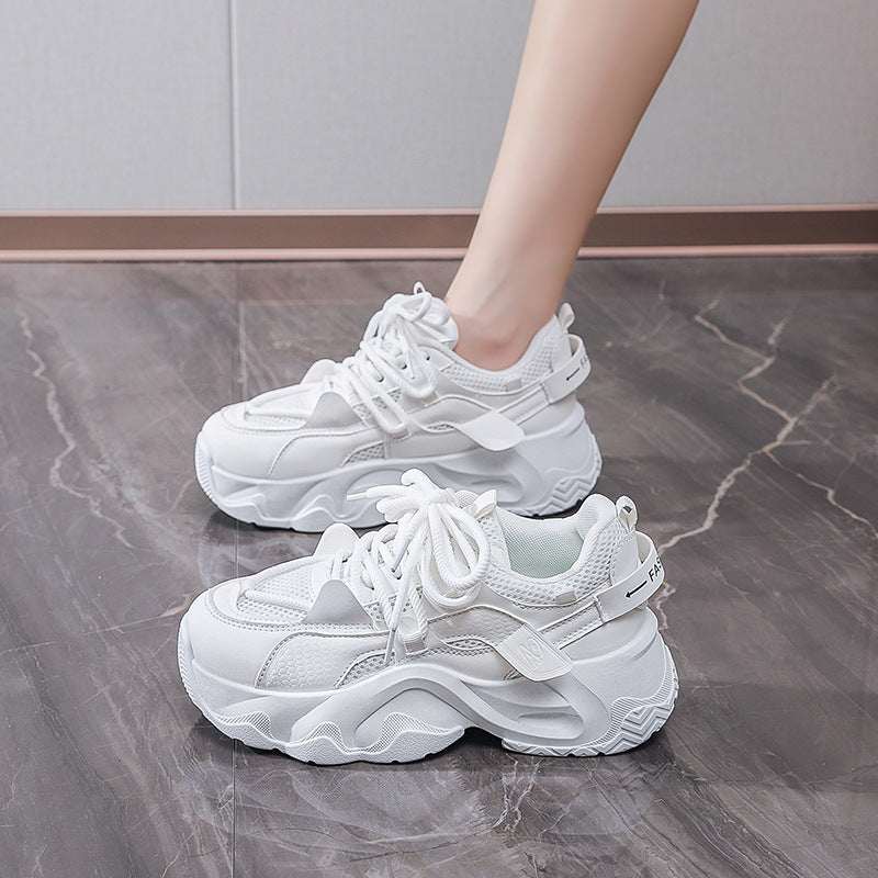 Dad Shoes Student All - matching Height Increasing White Casual Sneaker - Elevra