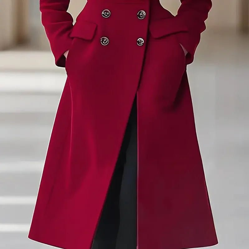 Double Breasted Long Women's Coat Fashion Reversible Woolen Jacket - Elevra