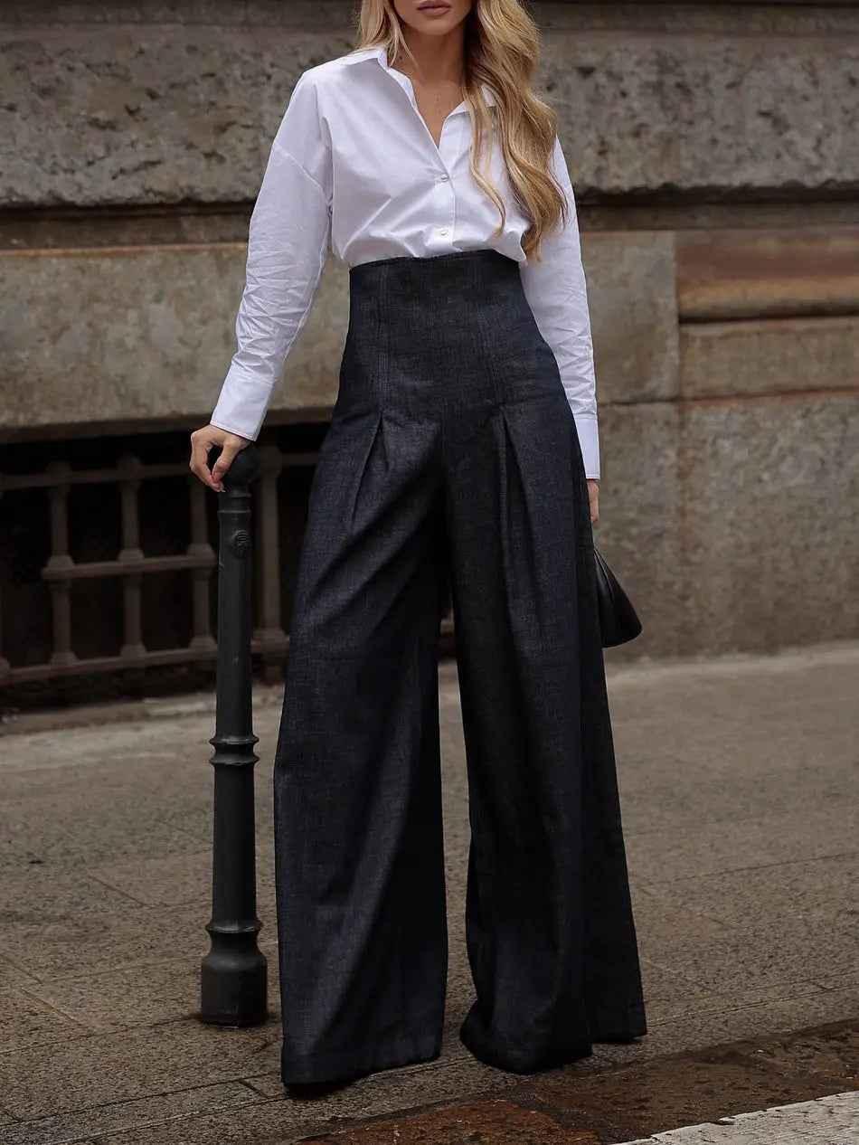 Elegant High - waist Wide - leg Jeans - Elevra