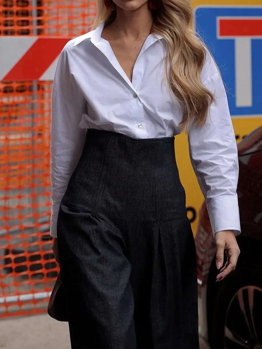 Elegant High - waist Wide - leg Jeans - Elevra