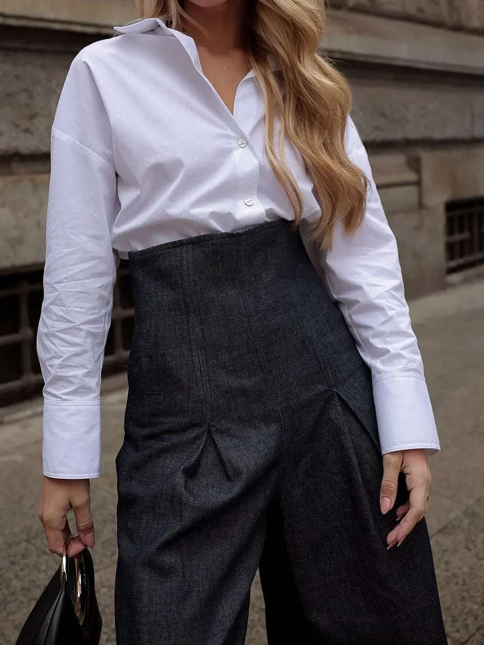 Elegant High - waist Wide - leg Jeans - Elevra