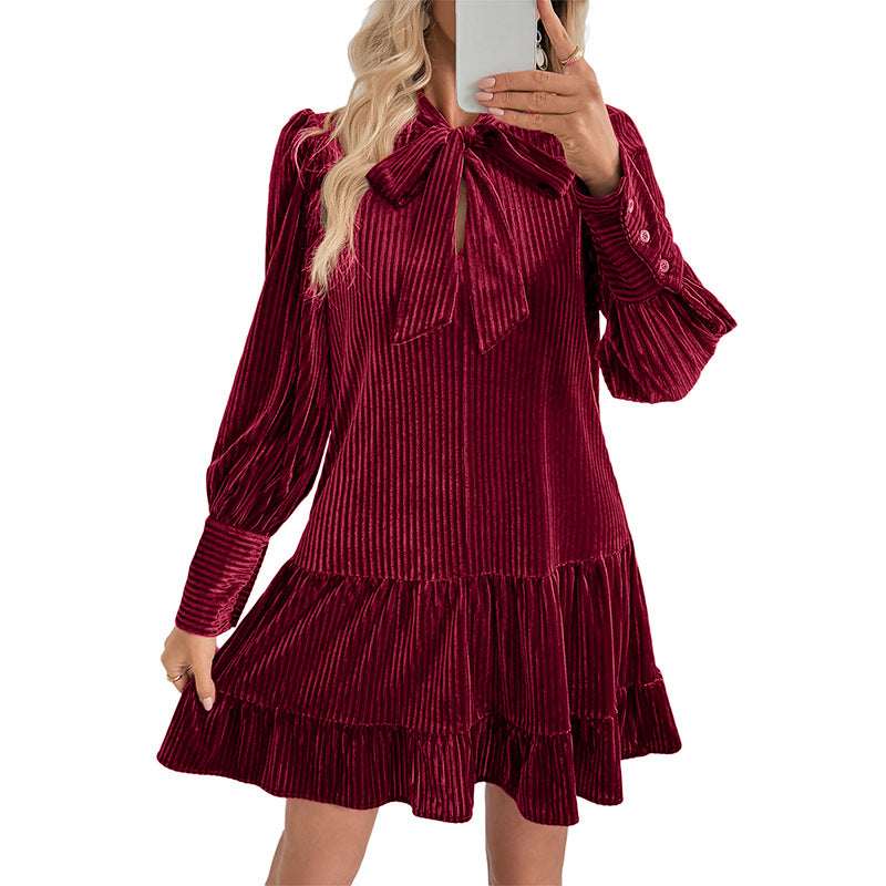 Elegant Velvet Evening Dress –European & American Party Wear - Elevra