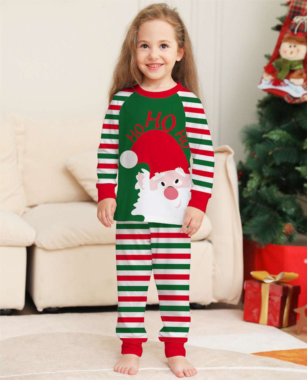 Family Christmas Pajamas Matching Sets Red Stripe Xmas Holiday Sleepwear Jammies Long Sleeve PJs Outfits - Elevra