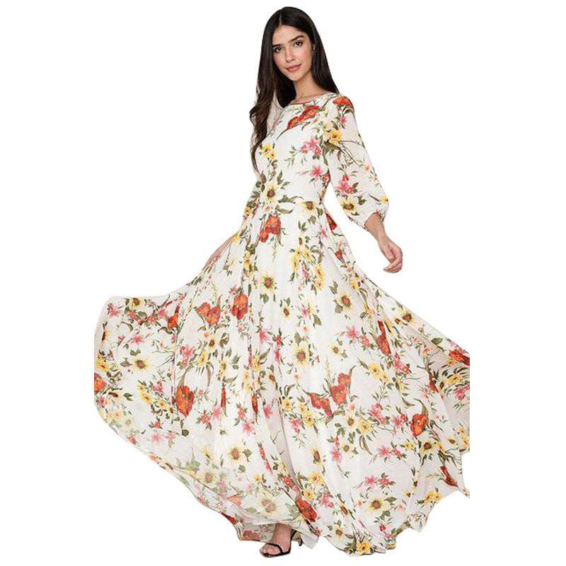 Fashion Printed Chiffon Maxi Skirt - Elevra