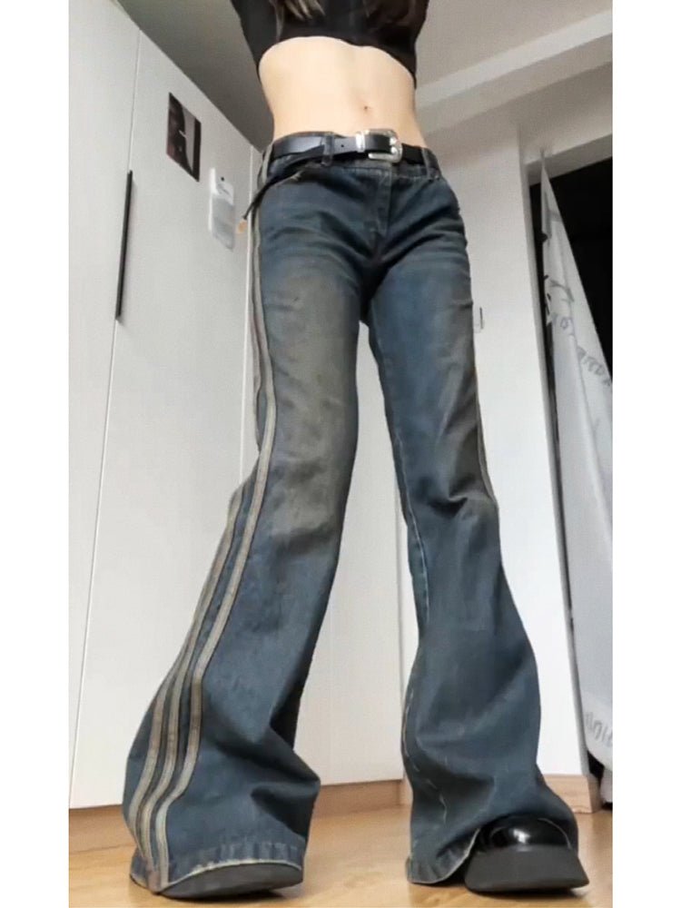 High Street Vintage Striped Jeans Woman - Elevra