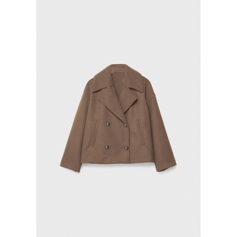 Ins Double - breasted Lapel Blazer Jacket Fashion Loose Woolen Short Coat Elegant Commuting Women's Clothing - Elevra