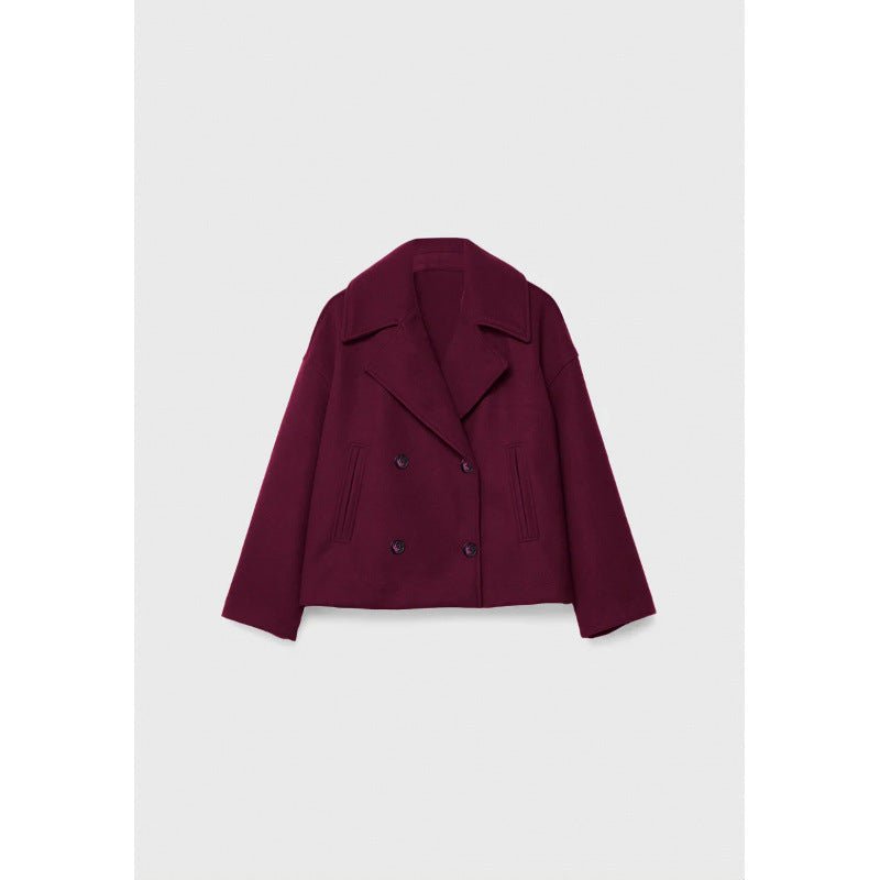 Ins Double - breasted Lapel Blazer Jacket Fashion Loose Woolen Short Coat Elegant Commuting Women's Clothing - Elevra