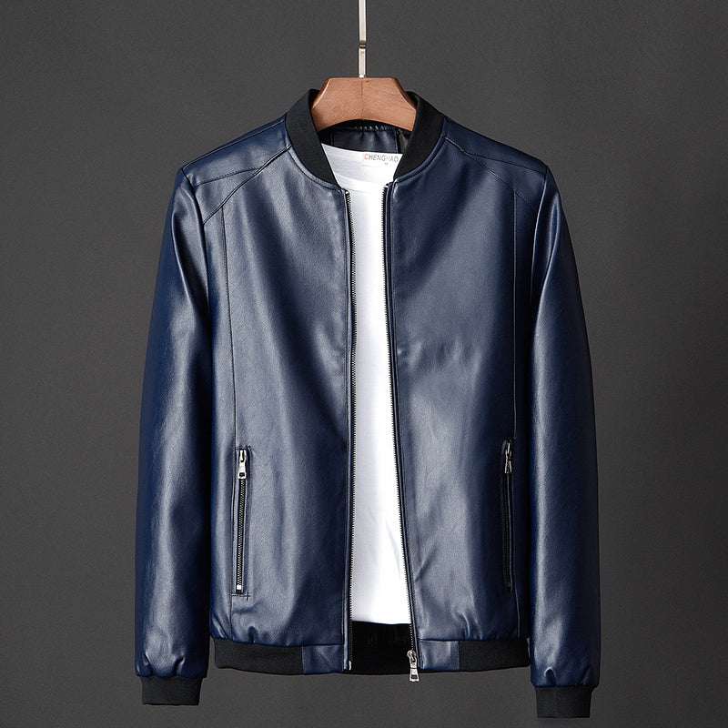 Leather jacket slim men's leather jacket - Elevra