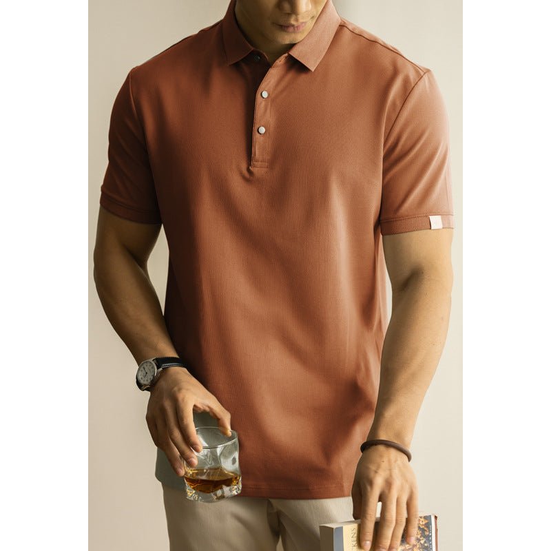 Long - staple Cotton Polo Shirt Short Sleeve Lapel T-shirt - Elevra