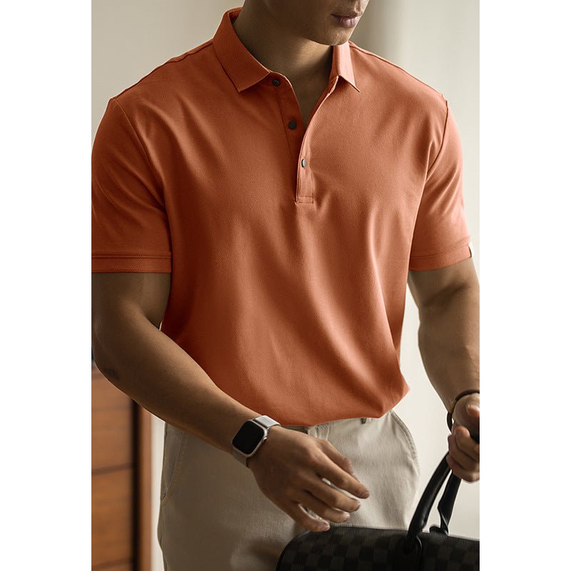Long - staple Cotton Polo Shirt Short Sleeve Lapel T-shirt - Elevra