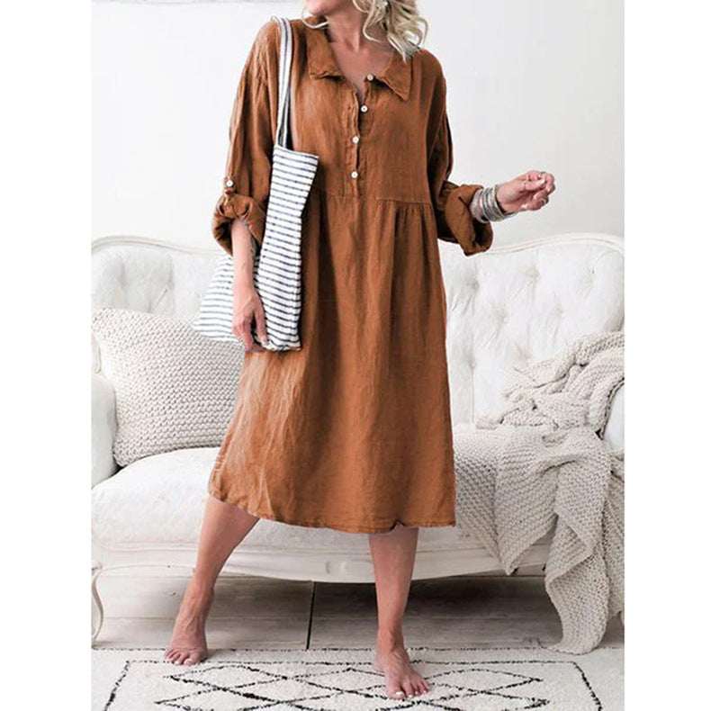 Loose button midi dress - Elevra