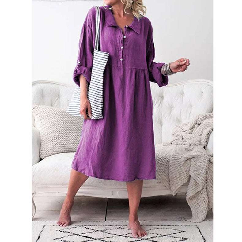 Loose button midi dress - Elevra