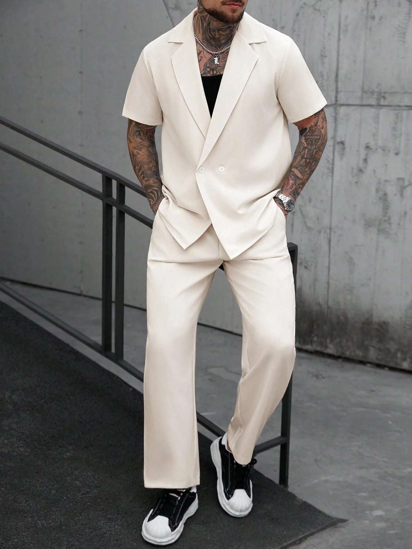 Mens Casual Shirt And Trousers Two - piece Set - Elevra