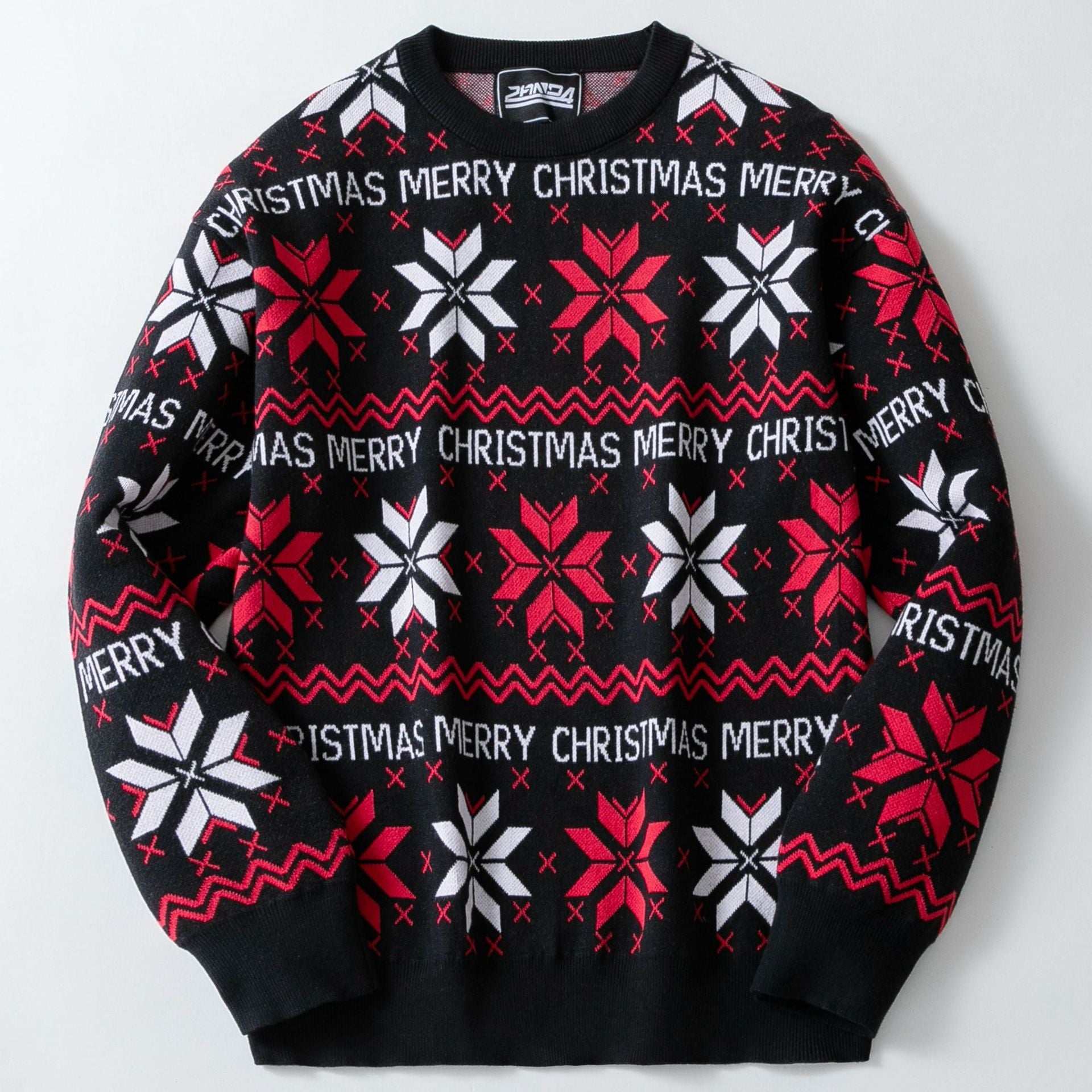 Men's Christmas Jacquard Loose - fitting Drop - shoulder Long - sleeve Sweater - Elevra