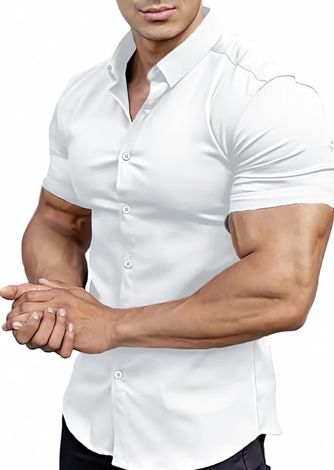 Men's Collar Casual Thin Short Sleeve Shirt - Elevra
