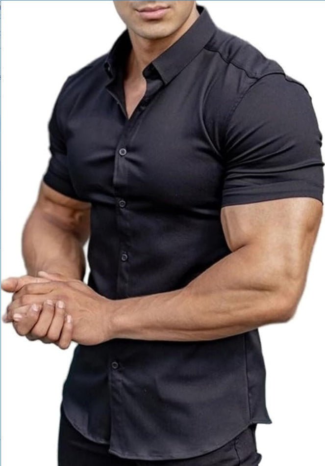 Men's Collar Casual Thin Short Sleeve Shirt - Elevra