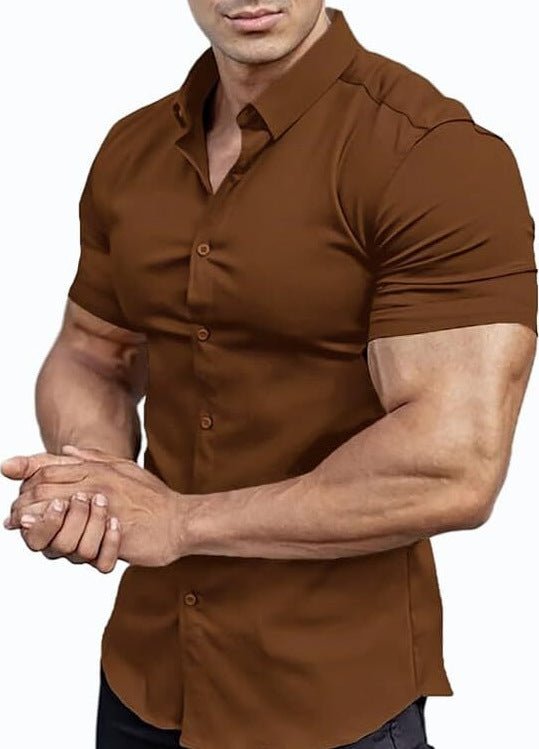 Men's Collar Casual Thin Short Sleeve Shirt - Elevra