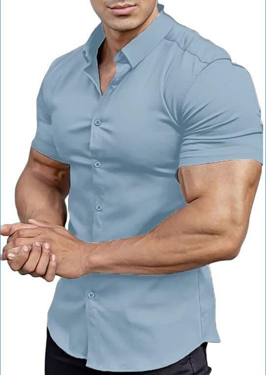 Men's Collar Casual Thin Short Sleeve Shirt - Elevra
