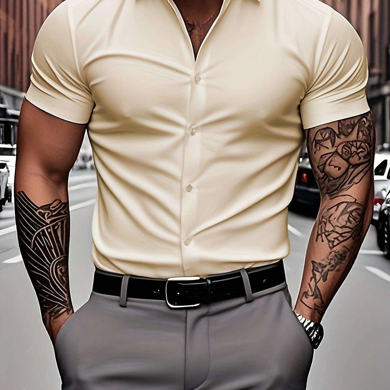 Men's Collar Casual Thin Short Sleeve Shirt - Elevra