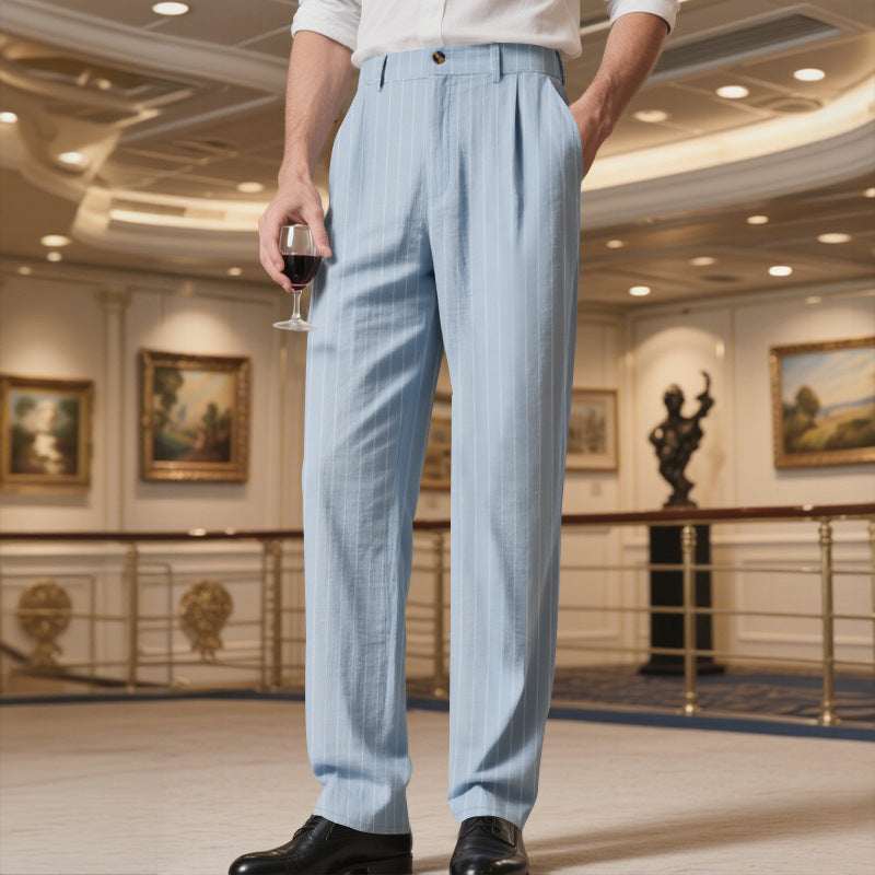 Mens Loose - fitting Breathable Striped Dress Pants - Elevra